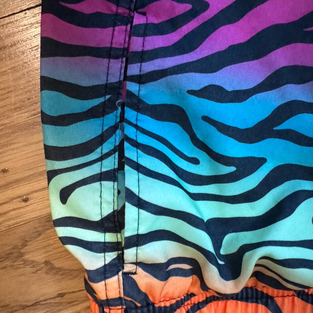 Colorful Zebra Print Swim Shorts boys L (10/12) - Picture 4 of 6